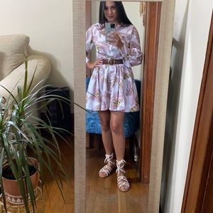 Balloon sleeve cotton mini dress